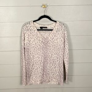 360 Cashmere purple leopard print animal print lightweight sweater sweater small